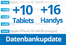 Datenbankupdate mit 16 neuen Handys und 10 neuen Tablets